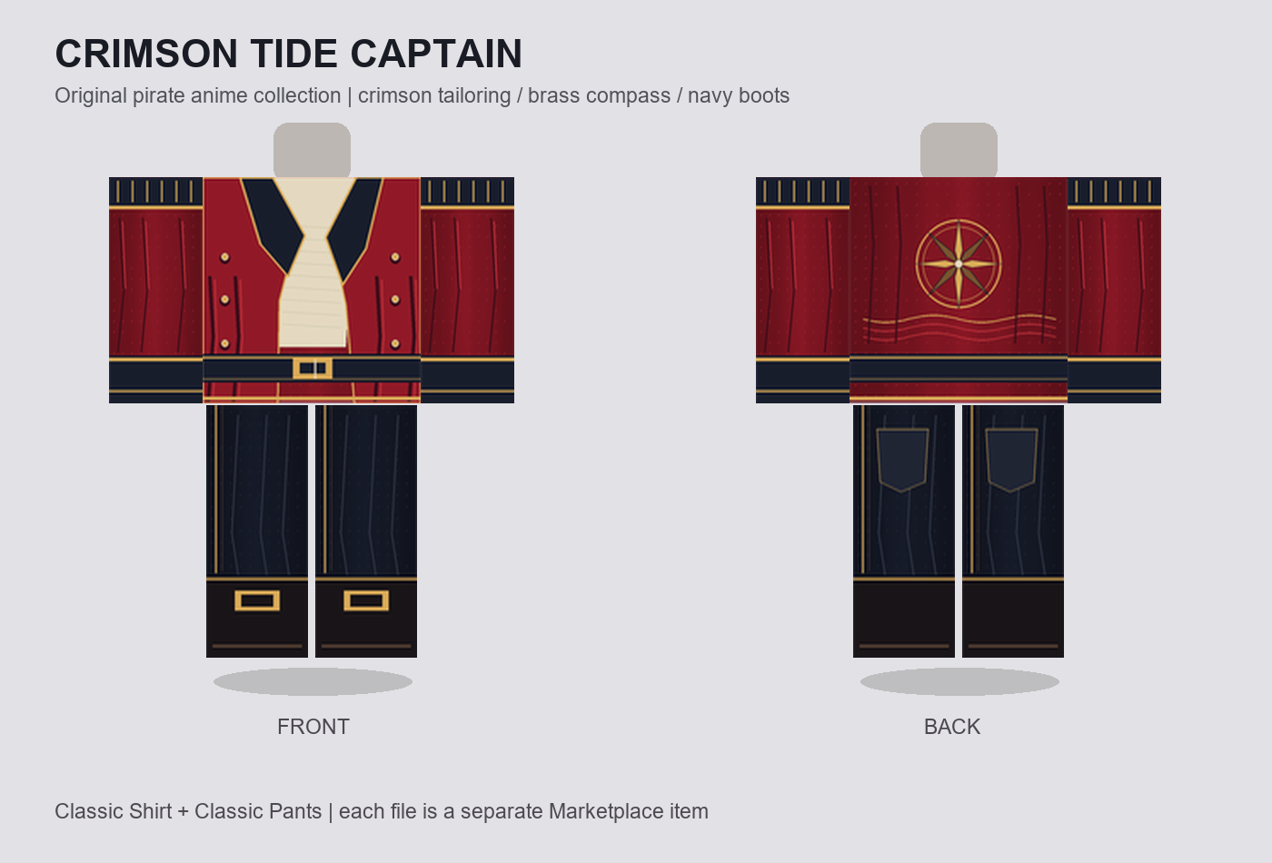 ภาพแบบชุด Crimson Tide สีแดงขอบทอง ด้านหน้าและด้านหลัง